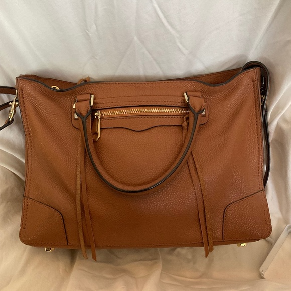 REBECCA MINKOFF Regan Camel Tan Pebbled Leather Crossbody - Picture 1 of 5